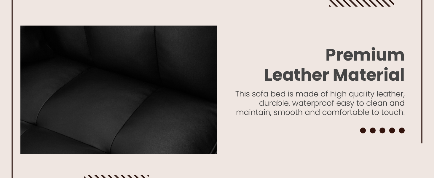 ECOTOUGE Faux Leather Futon Couch, Convertible Sofa Bed with Adjustable Back, Modern Sleeper Sofa