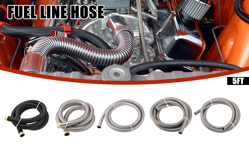 X AUTOHAUX 5ft 4AN Fuel Hose AN4 Universal Car Braided