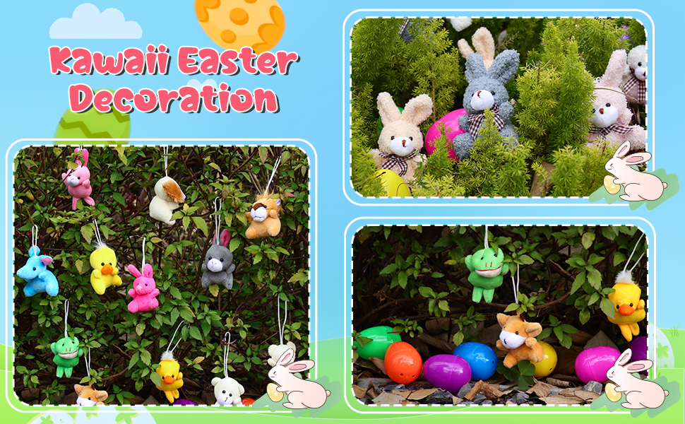 Yamepuia Easter Egg Hunt Fillers, 12pcs Easter Eggs with Mini Stuffed