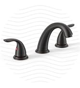 Phiestina 2 Handle 3 Holes 8 Inch Widespread Bathroom Faucet with Pop Up Drain and Valve, Oil Rub...