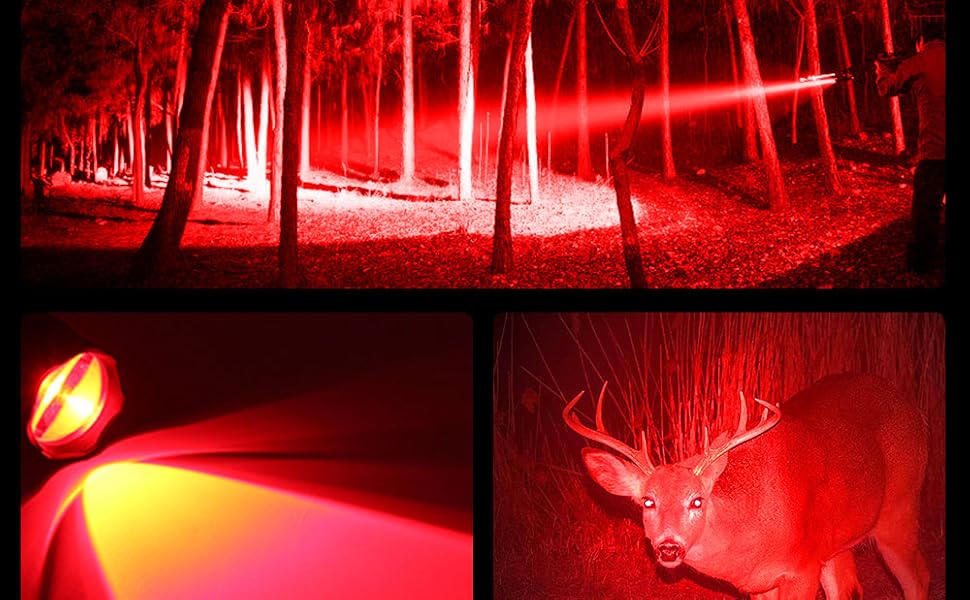 Red LED Hunting Torch,350 Yards Long Range Tactical Red Torches 10000