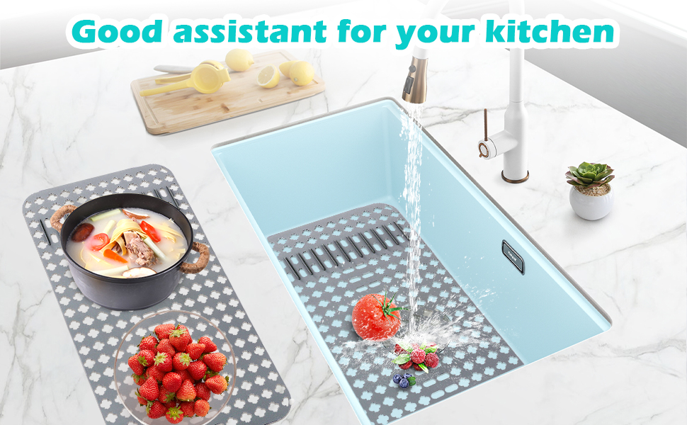 Silicone Sink Mat, 2pcs Kitchen Sink Mat Sink Protectors for Kitchen