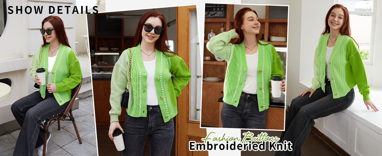 V FOR CITY Women's Cable Knit Cardigan Sweater Long Sleeve Open Front