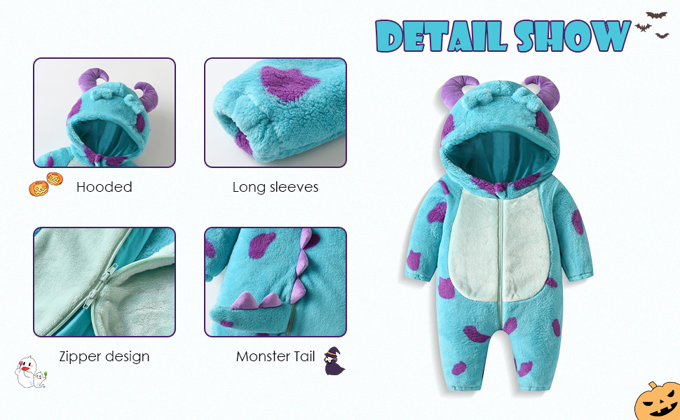 blue plush hooded romper