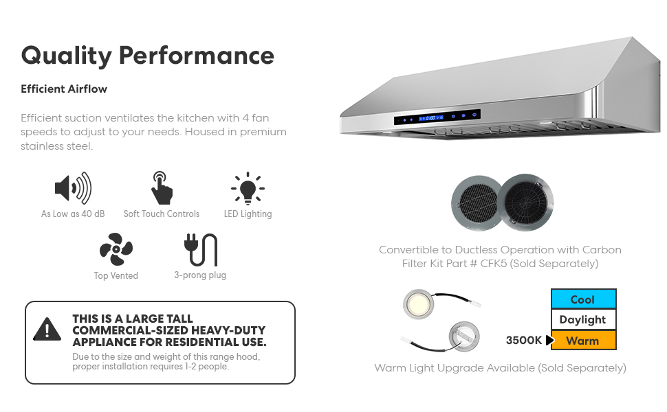 COSMO COSQS90 Under Range Hood with 500 CFM