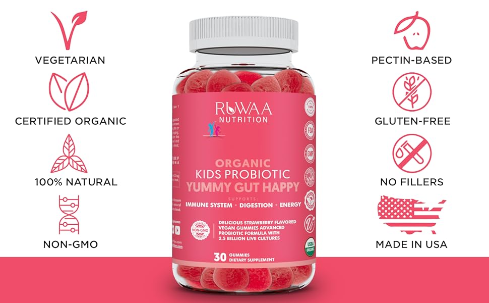 yummy gut happy probiotics, children digestive supplements, teens gummy vitamins, kid probiotics