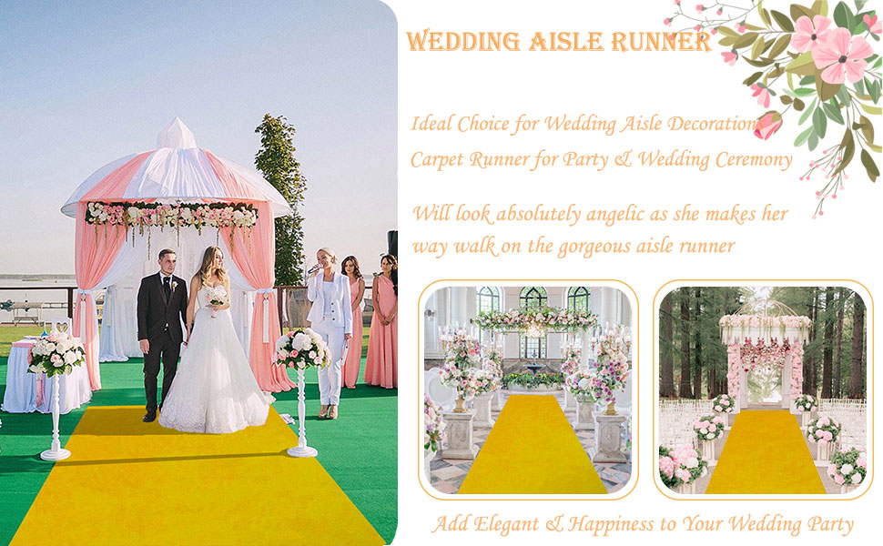 Wedding Aisle Runner Gold Aisle Runners for Ceremony 4x20FT