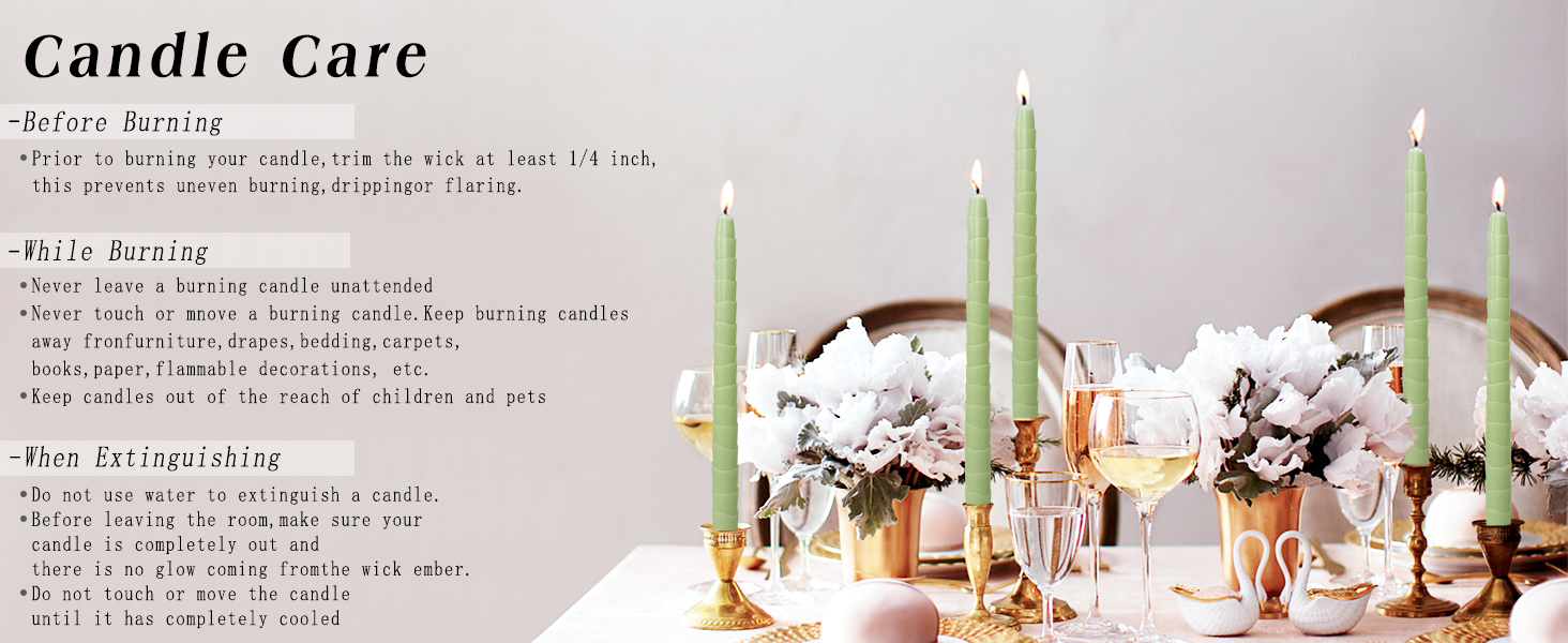 taper candles green 12 inch