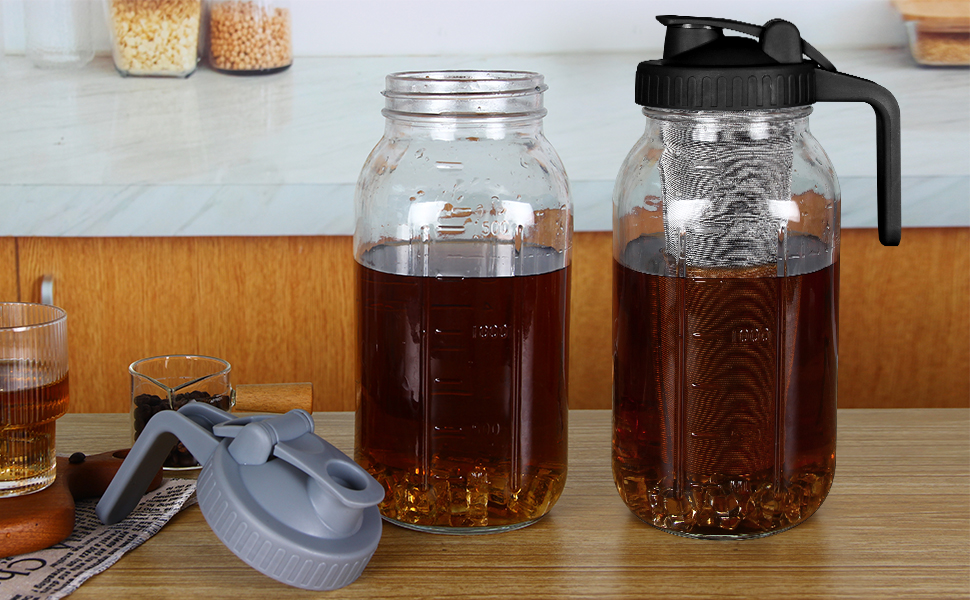 VA1KENE Cold Brew Coffee Maker 64oz Iced Coffee Maker With Stainless Steel Filter