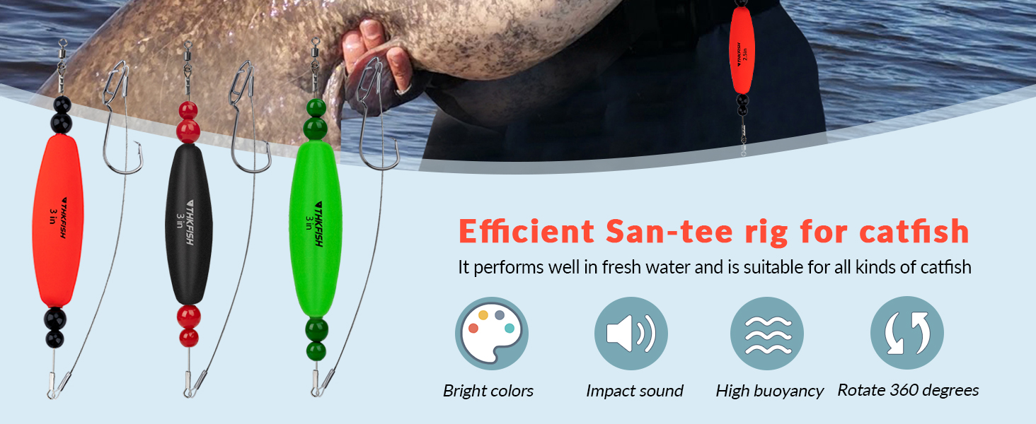 THKFISH Fishing Bobbers Catfish Float Rigs Santee Rig for
