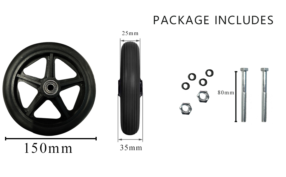 6 Inch Solid Wheel Replacement for Wheelchairs, Rollators