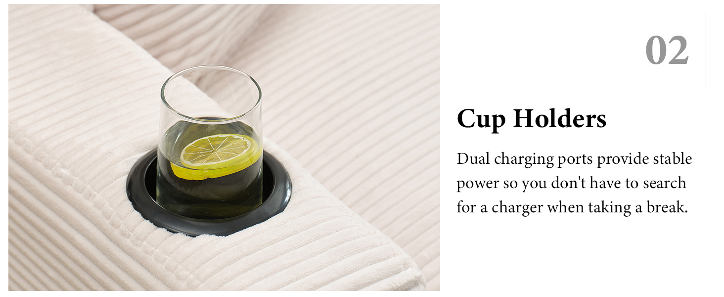 82.7" L Shaped Sectional Sofa with Cup Holders & USB Ports