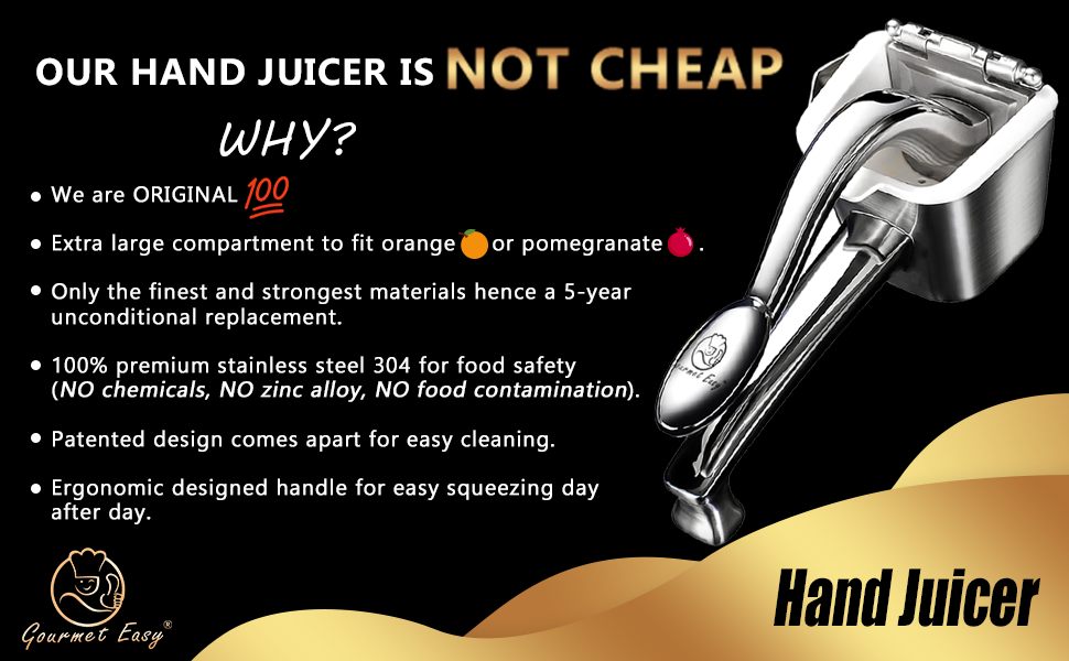 Lemon Squeezer Stainless Steel Citrus Juicer Unconditional 5 Year