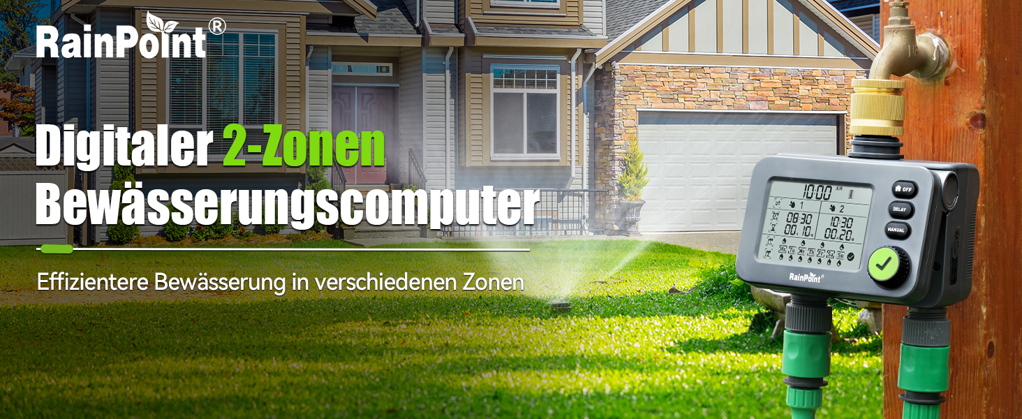 RAINPOINT Irrigation Computer 2 Outlets with Brass Inlet and Outlet