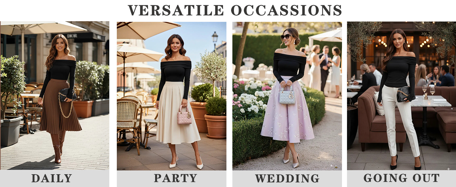 Prettywear Women's Sexy Off Shoulder Tops Dressy Long Sleeves Going Out Nightout Shirt 2025 Fall Clothes 20 off the shoulder tops for women