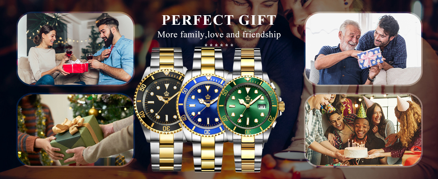 Mens Luxury Watches Rotatable Bezel Sapphire Glass Luminous Quartz Silver Gold Two ToneWatch