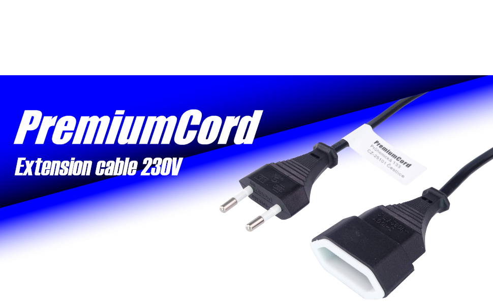 PremiumCord kpsm3 Extension Cable, 230 V, 3 m, Euro Extension with Euro
