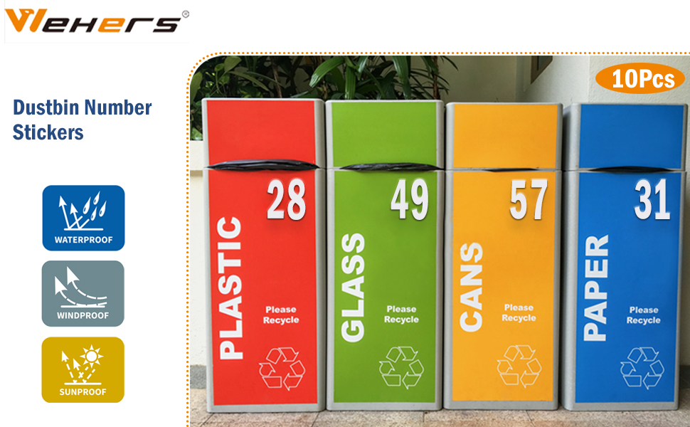 Wheelie Bin Numbers for Bins 10 Pack Wheelie Bin Stickers Dustbin