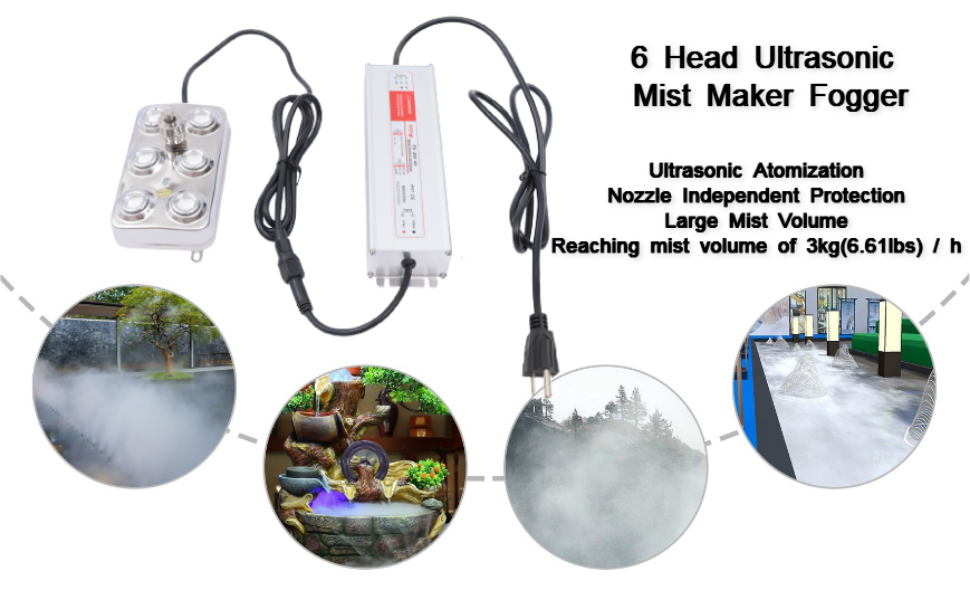 YIYIBYUS Ultrasonic Mist Maker 6 Head Mister Foggers