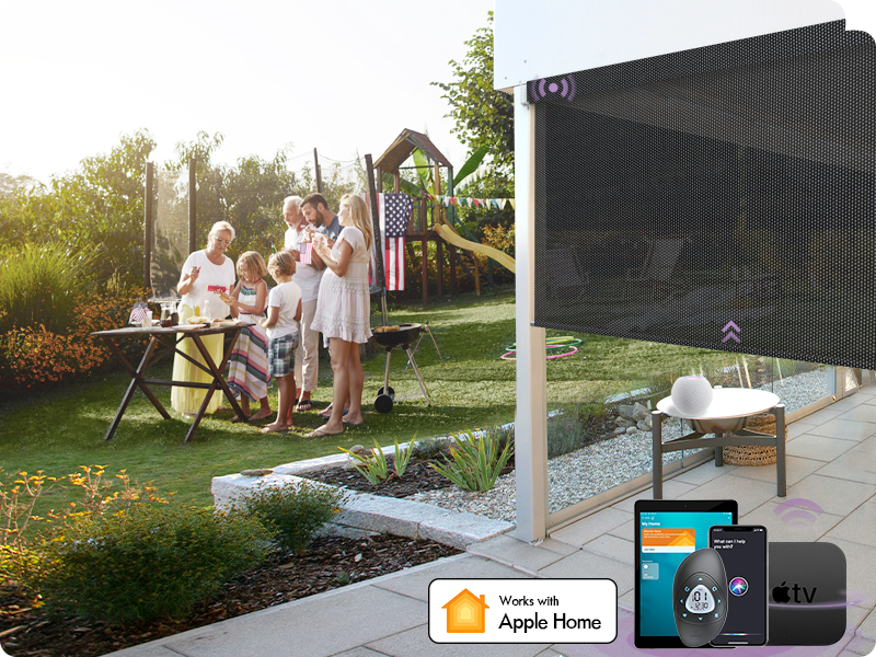 Graywind Motorized Outdoor Shades for Patio Compatible with Alexa Google Smart Sun