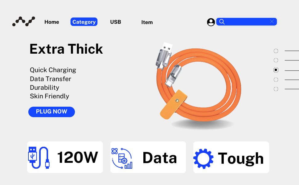 SoutinPro Thick Lightning Cable 120W Extra Thick Data Transferring and Charging