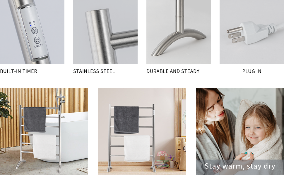 タオル6 Amazon.com: NORTTA Freestanding Towel Warmer 6 Bars Plug-in