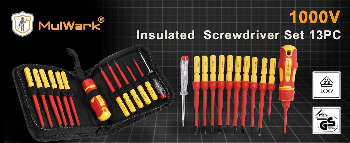 Mulwark 13Piece Premium CRV Insulated Screwdriver Set