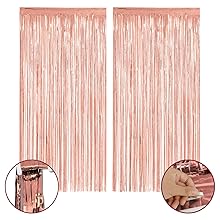 50th Birthday Decorations for Women pink foil fringe curtains 50th birthday decorations rose gold