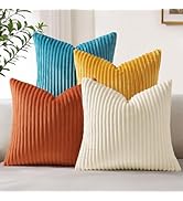decorUhome Set of 4 Flannel Throw Pillow Covers 18x18 Inch, Decorative Plush Soft Double-Sided Fl...