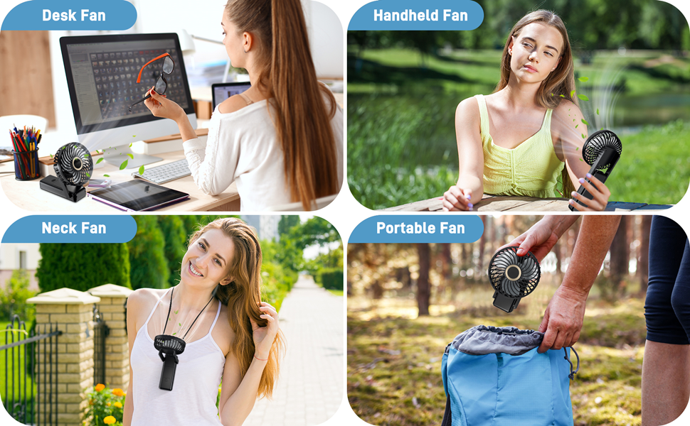 LinKecn USB Handheld Fan Battery Powered, 4000mAh Rechargeable Hand