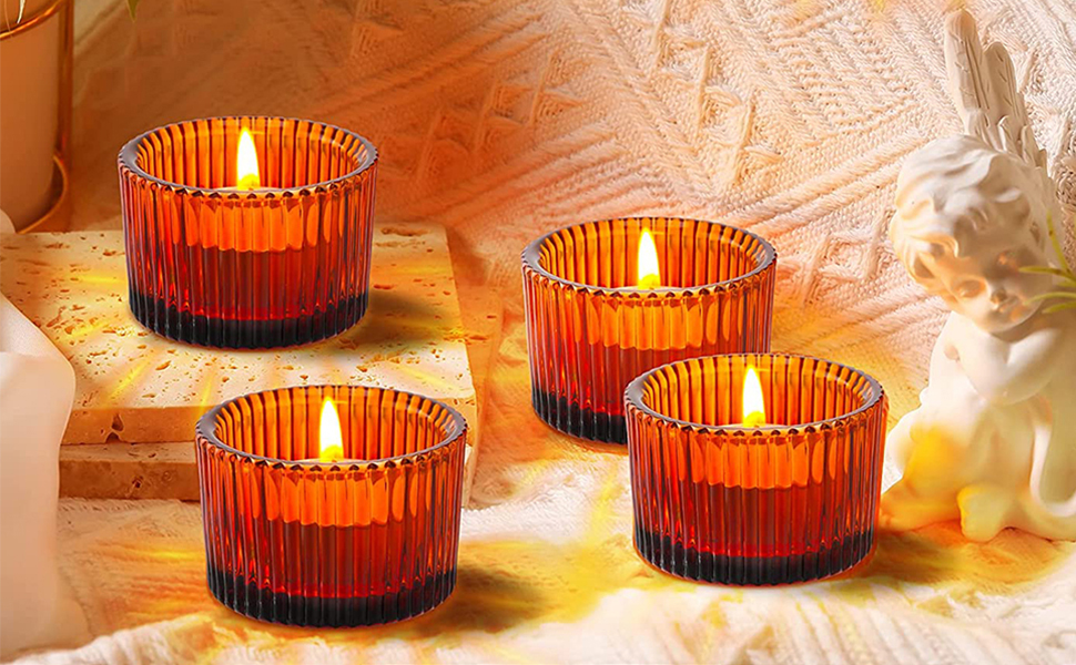 12PCS Glass Tea Light Candle Holders for Living Room, Votive Candles Holder Glass, Fit for Party