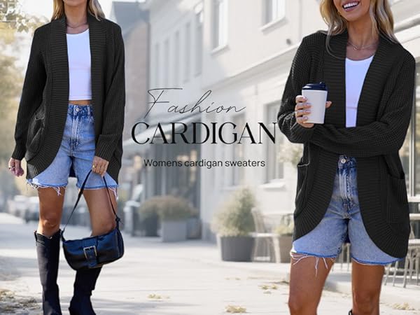 MEROKEETY Womens 2025 Fall Long Sleeve Open Front Cardigans