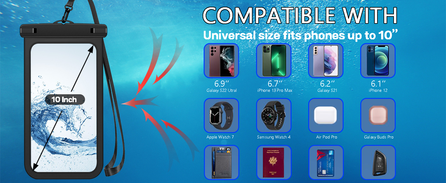 BZGG Large Waterproof Phone Case, Waterproof Cell Phone