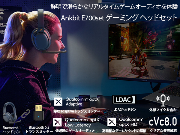 Amazon.co.jp: Ankbit E700set ゲーミング ヘッドセット