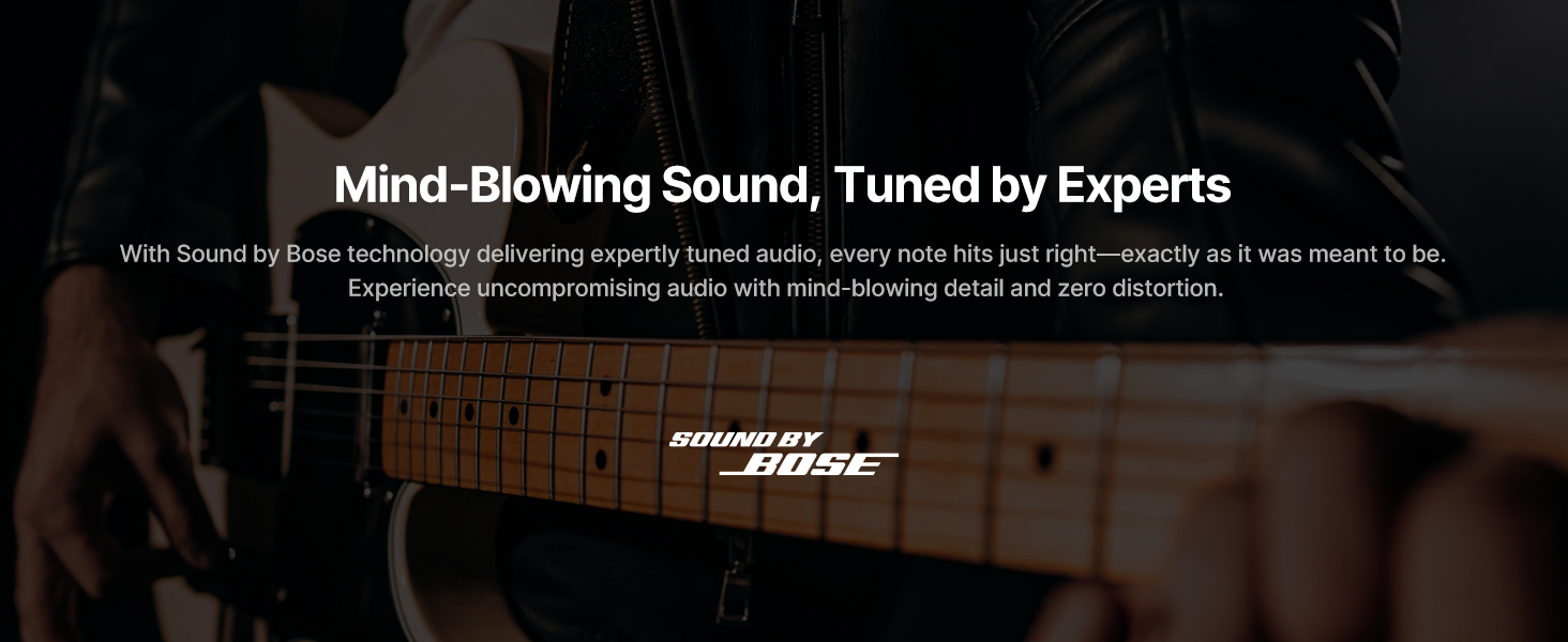 Text reads: 'Mind-Blowing Sound, Tuned by Experts' with additional small text below. Dark image showing audio equipment or speakers.