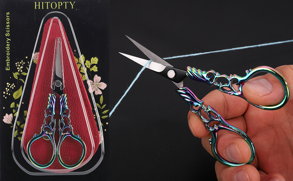 HITOPTY Embroidery Scissors Knitting Scissor with Cover