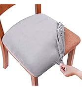 smiry Original Velvet Dining Chair Seat Covers, Stretch Fitted Dining Room Upholstered Chair Seat...