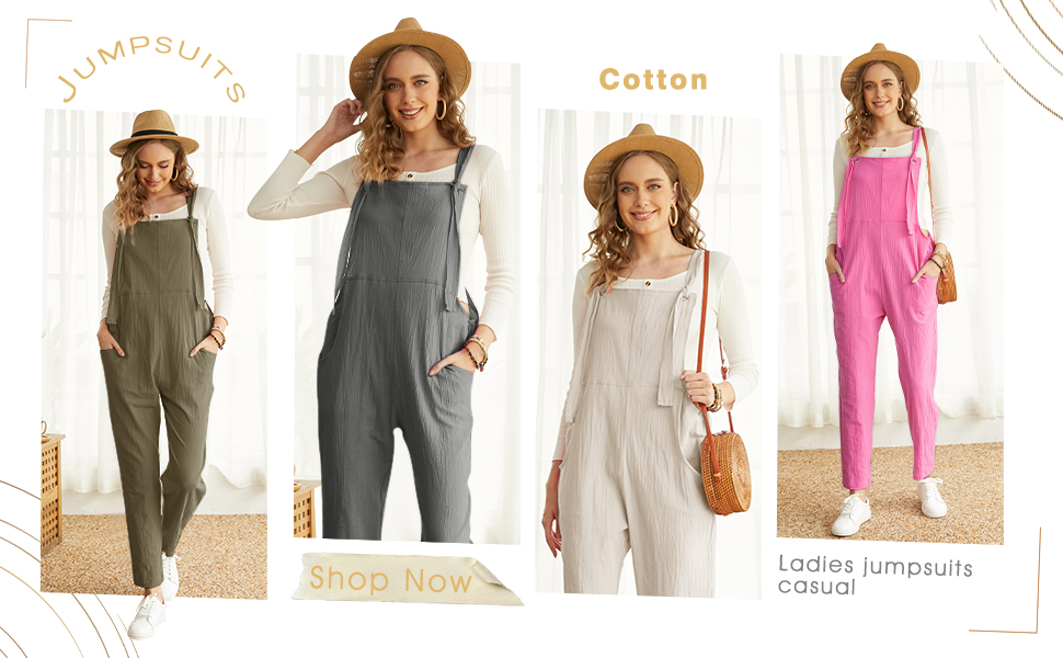 VONDA Women's Strappy Jumpsuits Overalls Casual Harem Wide Leg