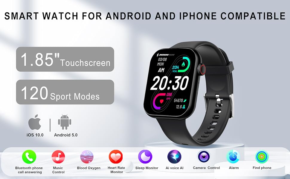smart watch for iphone android phones compatible