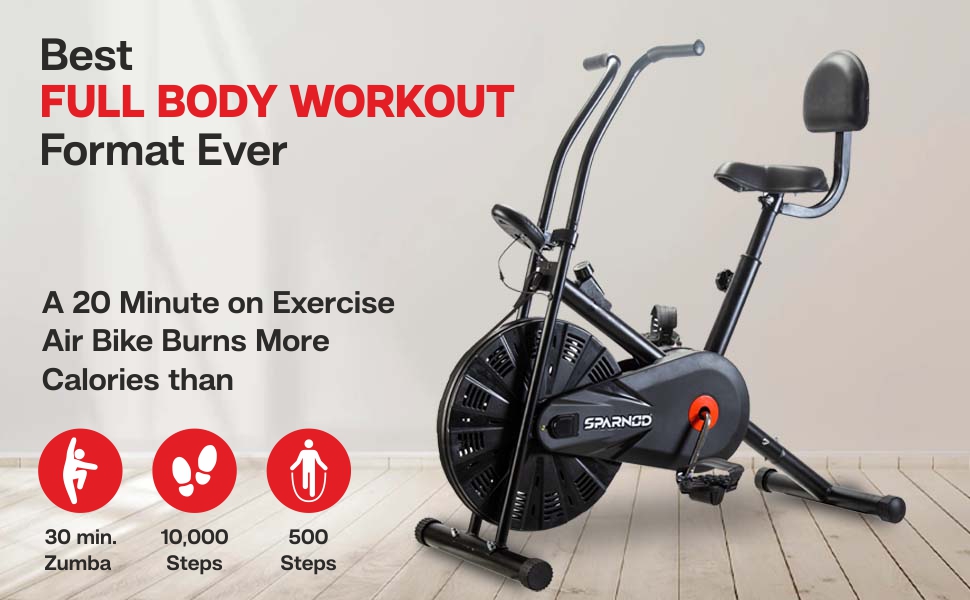 Sparnod Fitness SAB-03_R Upright Air Bike Exercise Cycle for Home Gym