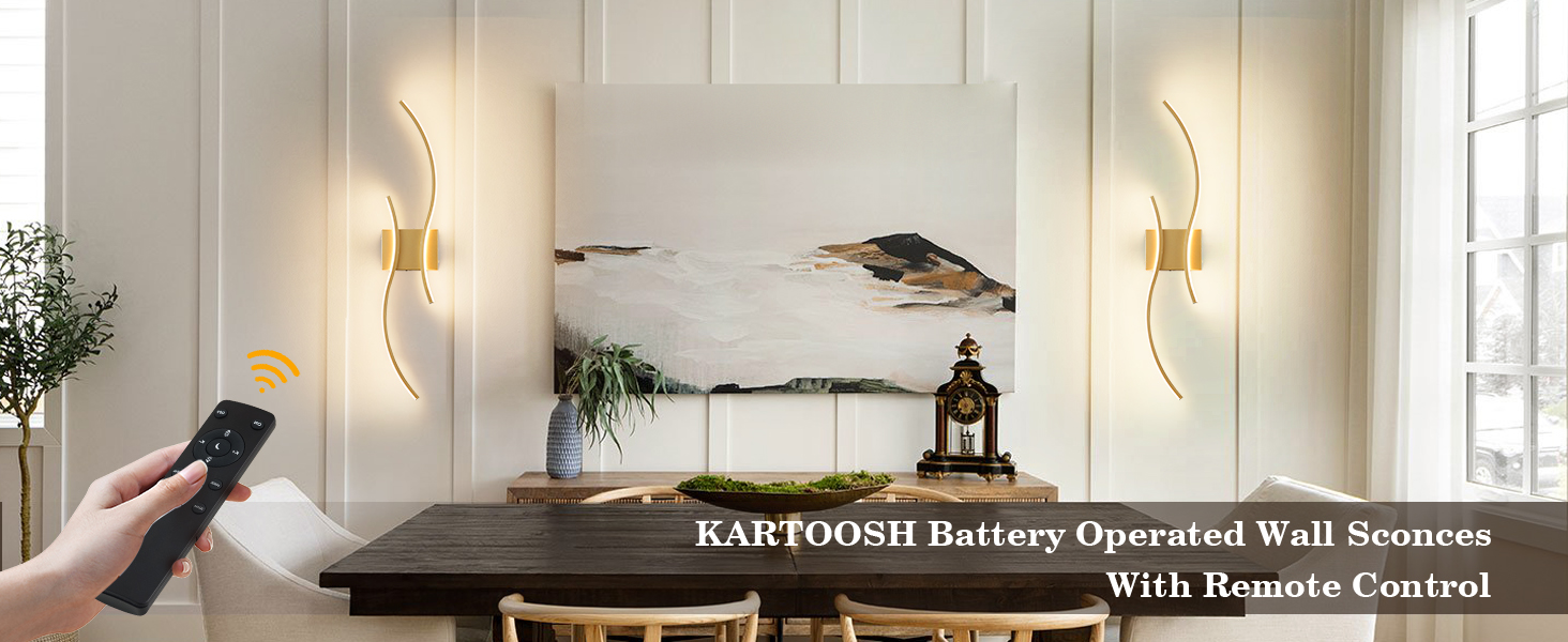 KARTOOSH Battery Operated Wall Sconces Set of Two with Remote Control