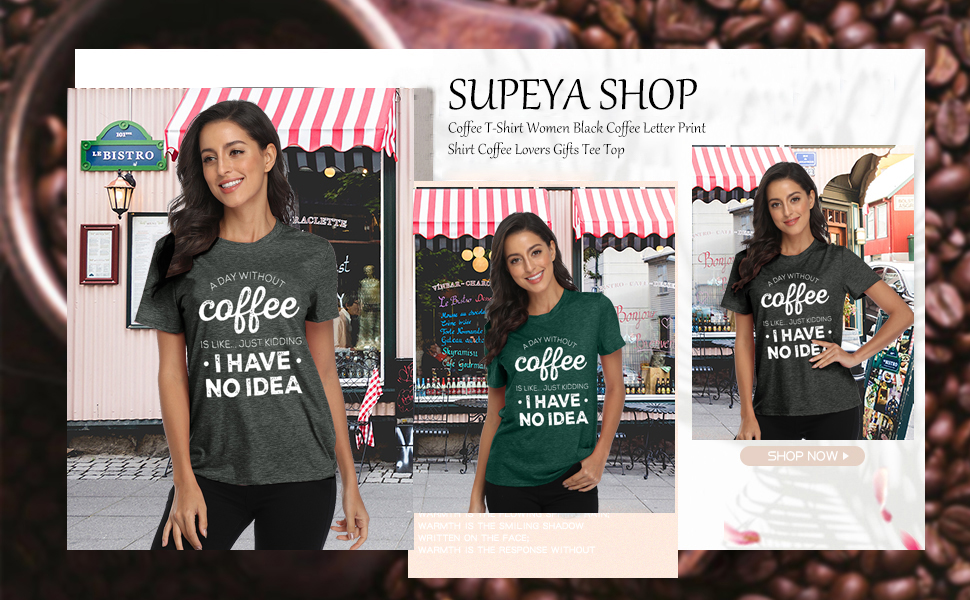Coffee T-Shirt Women Black Coffee Letter Print Shirt Coffee Lovers Gifts Tee Top…