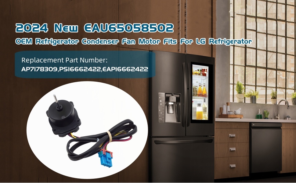 EAU65058502 Refrigerator Condenser Fan Motor Assembly Fits
