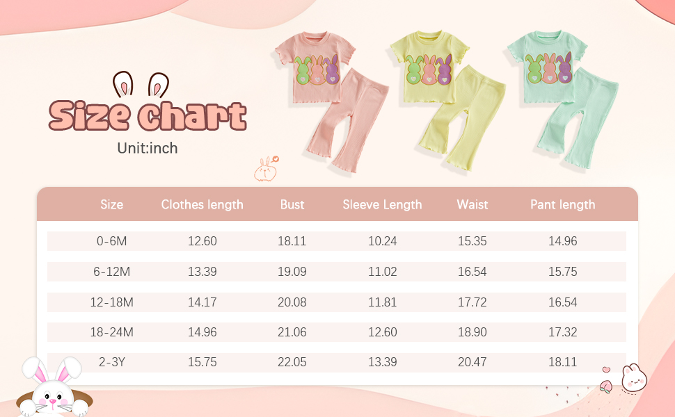 2Pcs Set Baby Bunny Print Clothes for Girls