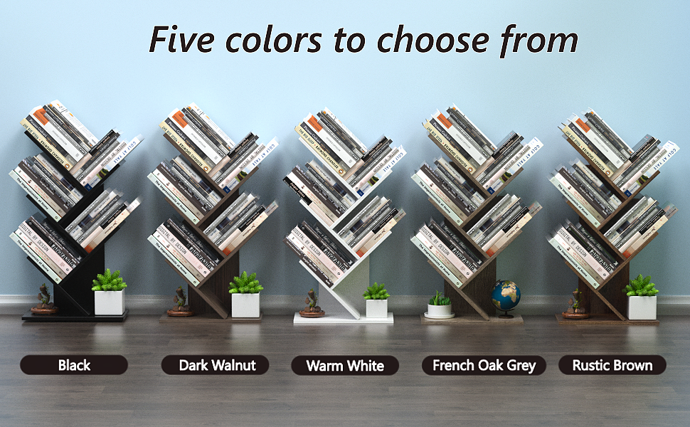 R RUISHENG 5 Tier Small Tree Bookshelf Storage Organizer