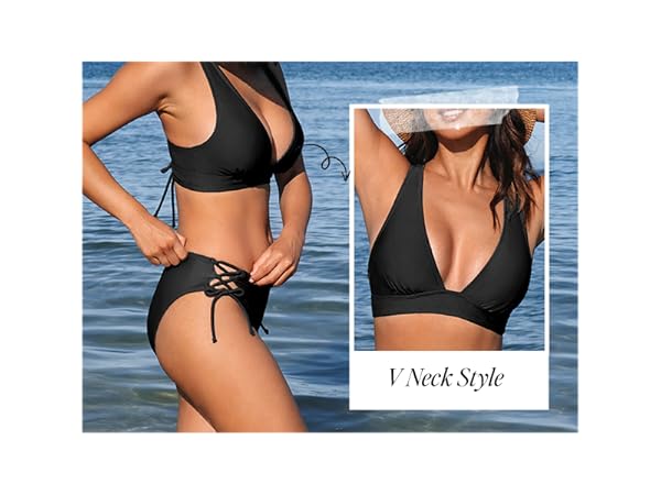Amazon.com: CUPSHE Bikini Set for Women Two Piece Swimsuit V