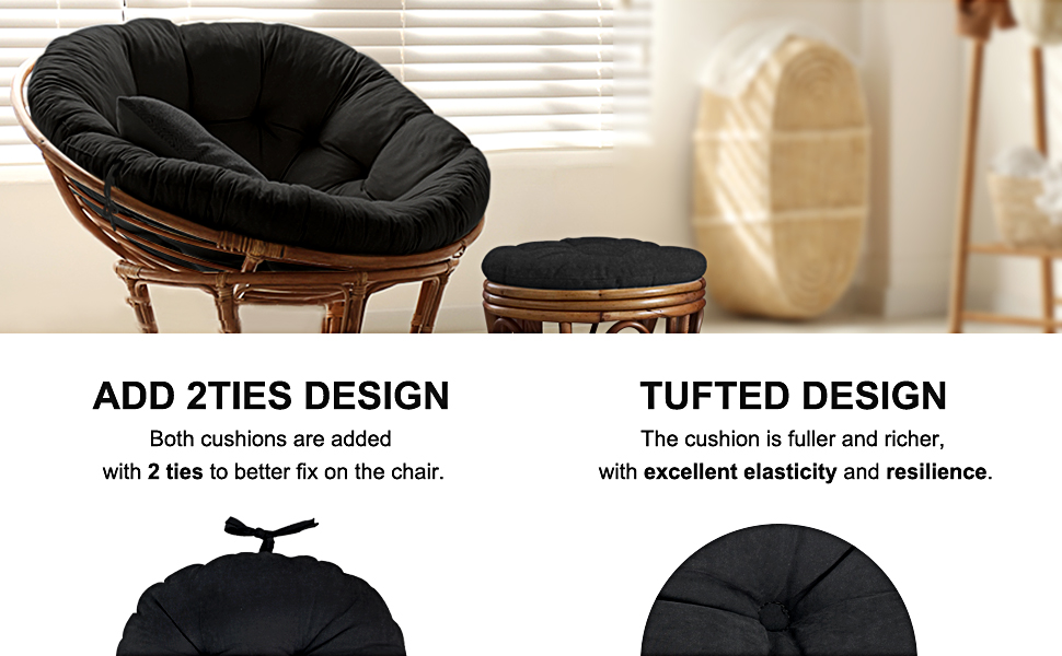 ROFIELTY Papasan Chair Cushion, Tufted Papasan air Cushion