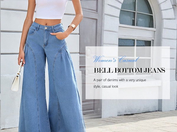 Amazon.com: EZAPINE Women Bell Bottom Jeans High Waist Stretch