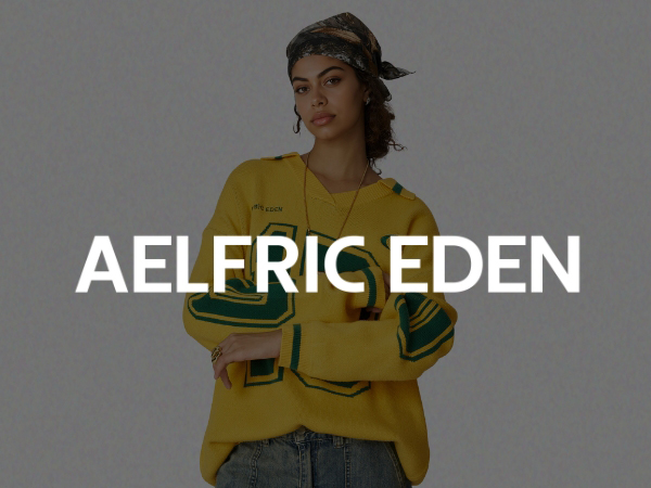 Aelfric Eden Graphic Polo Sweater Women Oversized V Neck