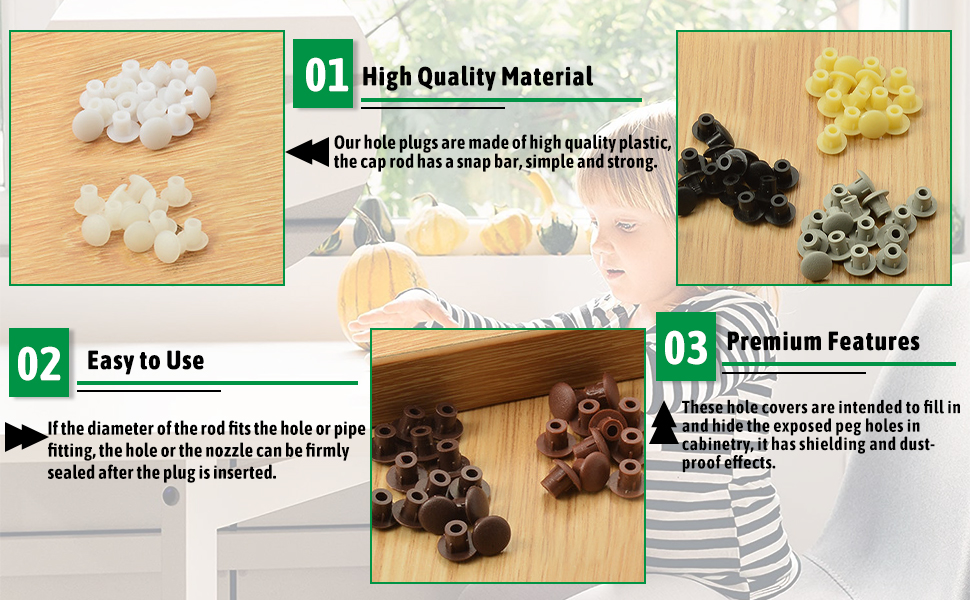 Yinpecly 20Pcs Shelf Peg Hole Plugs 0.31" Plastic Tube